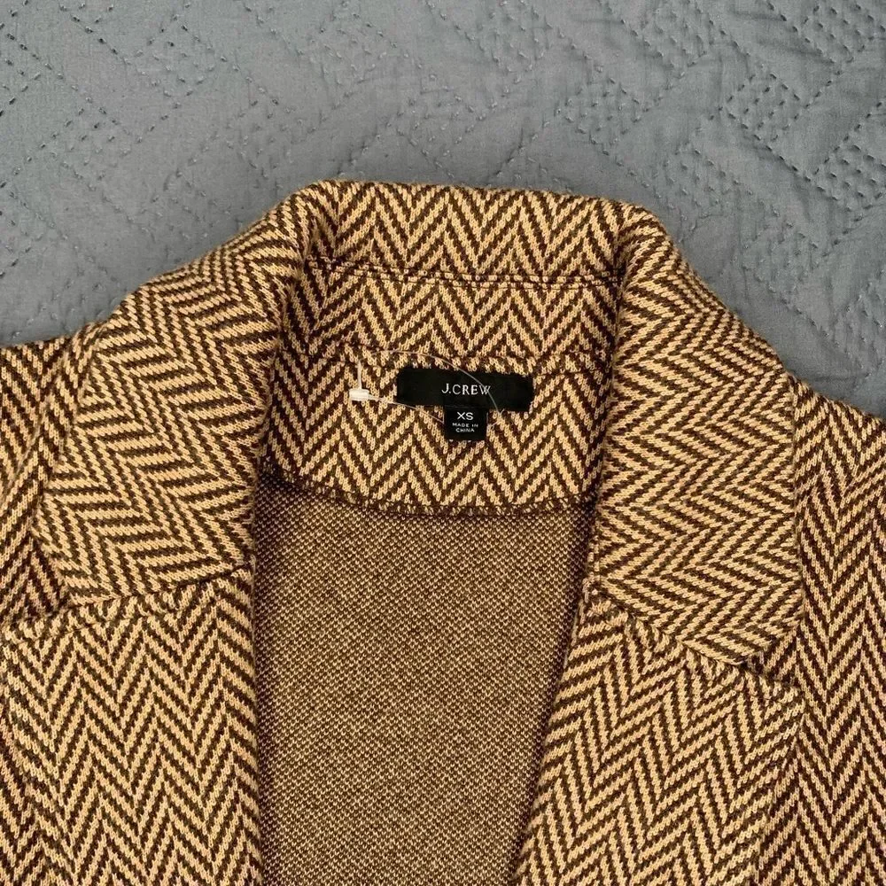 J. Crew Herringbone Blazer in Brown and Cream